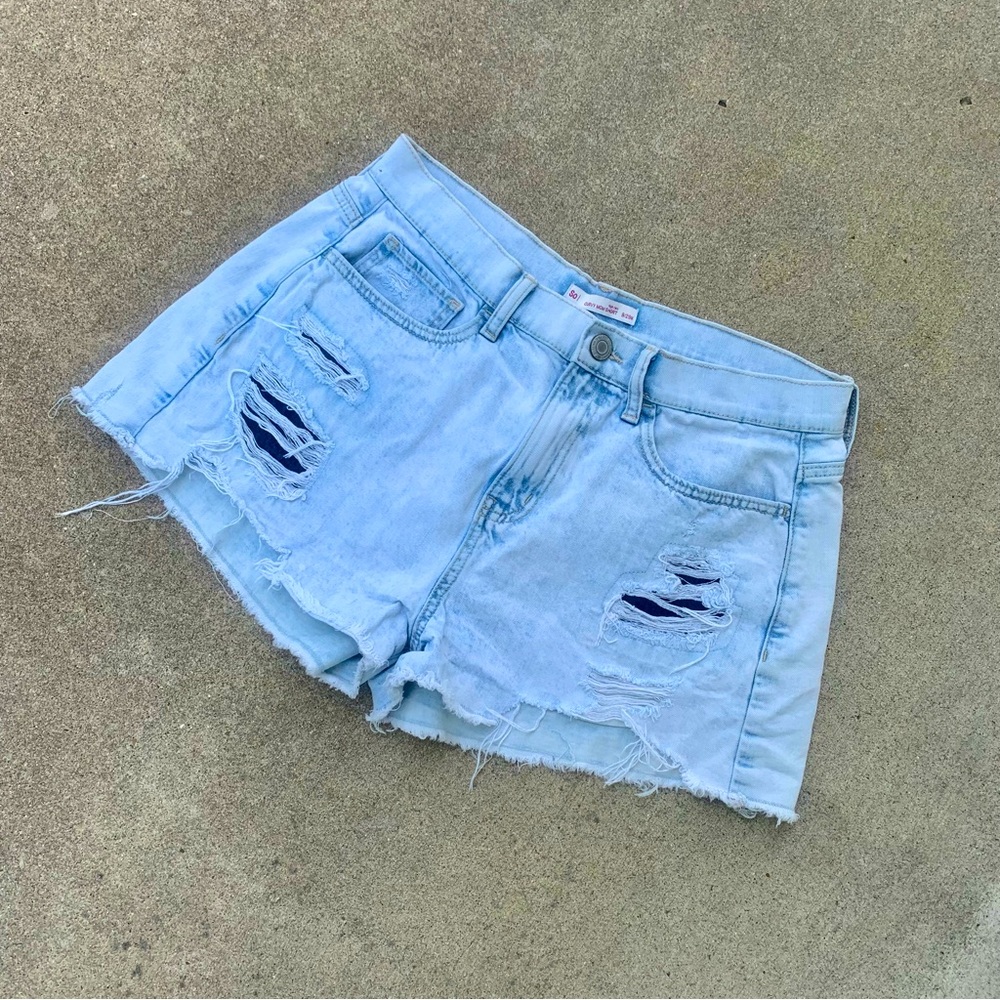 SO Light Wash Distressed Ripped Jean Shorts